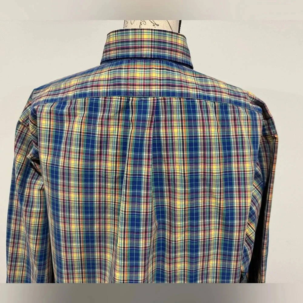 Polo Ralph Lauren Button Up Rainbow Multicolor Plaid Shirt Men’s size Large